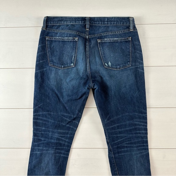 J. Crew Dark Blue Distressed Boyfriend Jeans Size 28 - Picture 8 of 11